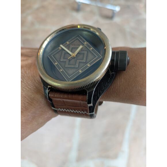 Rare Invicta Russian Diver 17649 Distressed Gunmetal Brown Black Leather Band - Picture 7 of 7